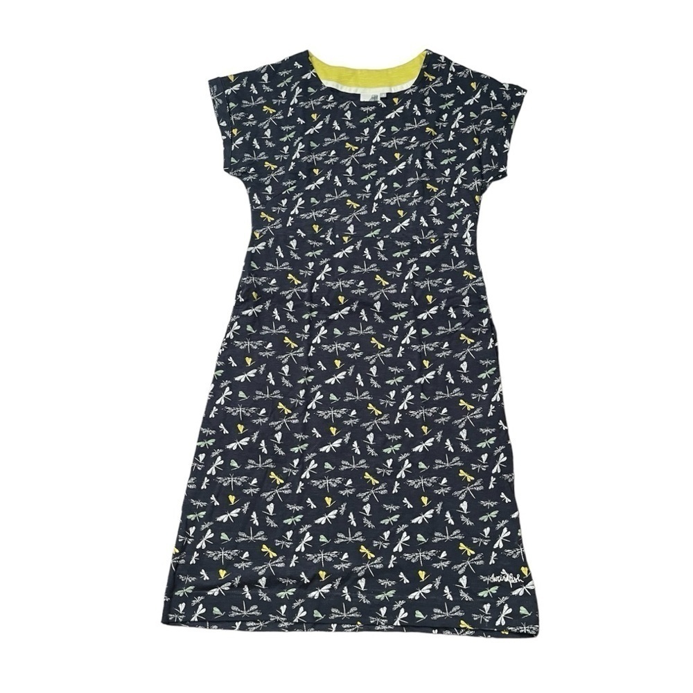Weird Fish Navy Blue Dragonfly Organic Cotton Jersey Dress US S